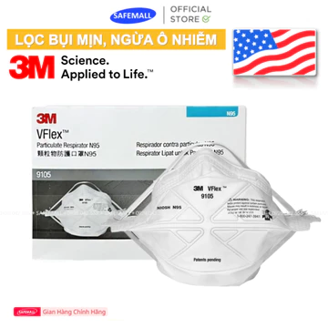 Hộp 50 chiếc Khẩu trang 3M 9105 Vflex tiêu chuẩn N95 NIOSH Mỹ, lọc bui siêu mịn PM2.5, chống ô nhiễm