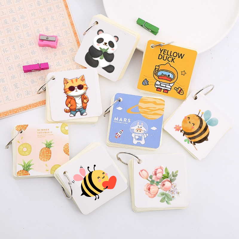 Flashcard học từ vựng vuông 7x7cm giấy đẹp, thiết kế thông minh, tiện học tiếng anh nhật hàn | BigBuy360 - bigbuy360.vn