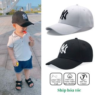Mũ lưỡi trai cho bé 3-7 tuổi thêu NY, Nón lưỡi trai kiểu dáng basic đi học đi chơi siêu xinh dành cho nam nữ siêu đẹp