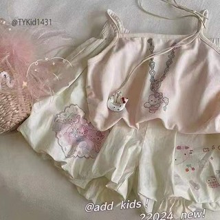 Quần áo trẻ em, Quần áo hè bé gái, set 2 dây mèo và quần bí kem cho bé 9-27kg S1431 | Tiểu Yến KID