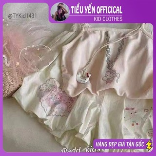 Quần áo trẻ em, Quần áo hè bé gái, set 2 dây mèo và quần bí kem cho bé 9-27kg S1431 | Tiểu Yến KID