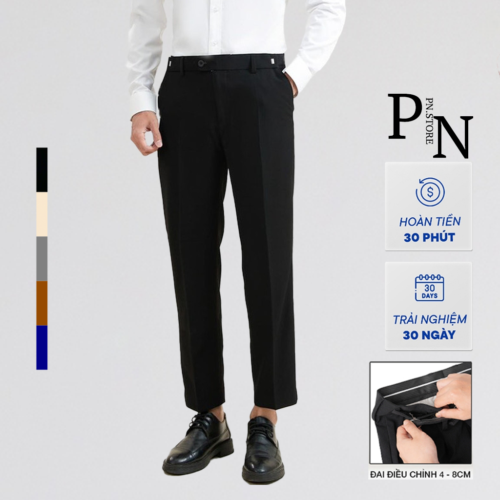 Quần Âu Nam PN STORE Sidetab Điều Chỉnh Độ Rộng Vòng Eo Form Dáng Baggy Phong Cách Hàn Quốc Vải Co Giãn – QTCAP