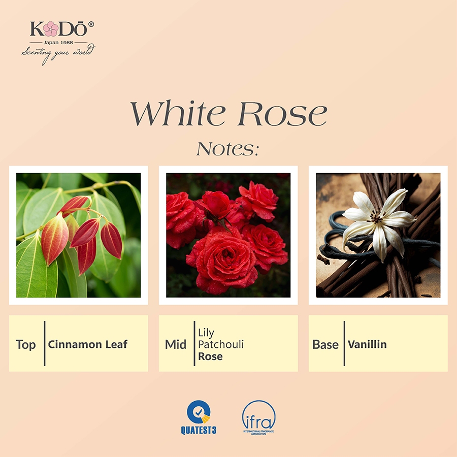 Ảnh Tinh Dầu Nước Hoa KODO White Rose Hương Hoa Hồng Làm Thơm Phòng, Không Gian, Quần Áo - Classic Collection- 10/50/100ml 2