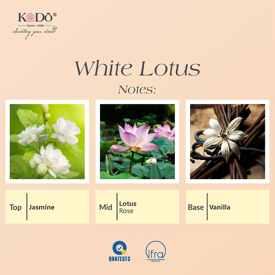 Ảnh Tinh Dầu Nước hoa KODO White Lotus Hương Sen Trắng Làm Thơm Phòng, Không Gian -  Classic Collection - 10/50/100ml 2