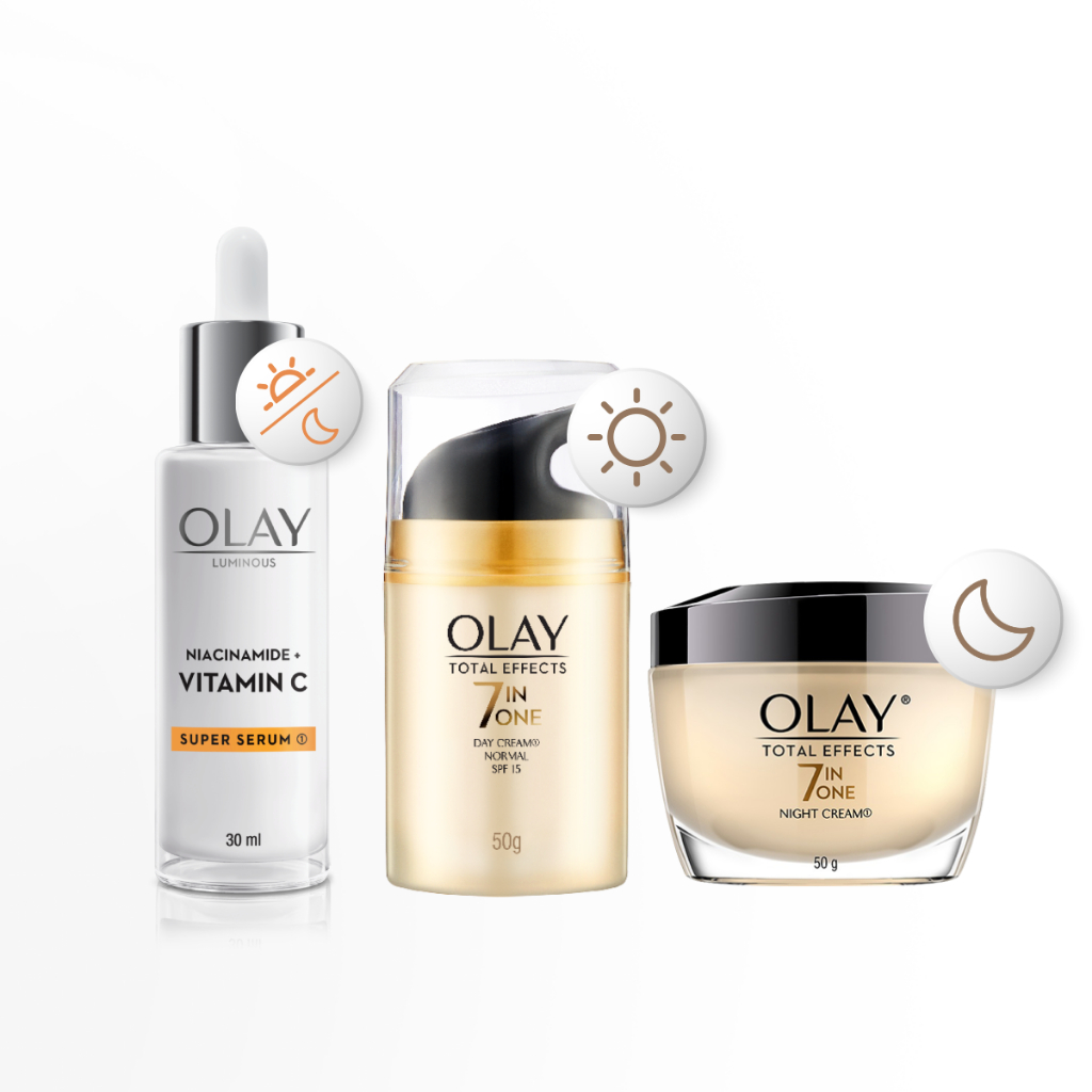 Ảnh Combo 3: Kem Dưỡng Ẩm Ngày, Đêm OLAY TOTAL EFFECTS + Super Serum OLAY LUMINOUS NIACINAMIDE VITAMIN C (50G X2 + 30ML) 1
