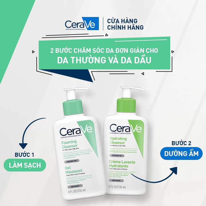 Sữa Rửa Mặt CeraVe Hydrating, Foaming Cleanser - Cho Da Khô, Dầu Mụn ...