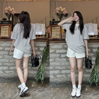 Quần short jeans mềm nữ to gấu lưng cao basic 247store