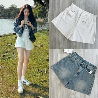 Quần short jeans mềm nữ to gấu lưng cao basic 247store