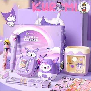 Bộ Dụng Cụ Học Tập 6 Món Kuromi/ Pokemon/ Phi Hành Gia/ Panda Bao Gồm Bút Tẩy, Hộp Gọt Bút Chì, Máy Quét Bụi, Bút Chì