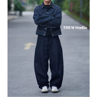 QUẦN Jeans Relaxed Slouchy Fit ống cong Form Bầu Unisex nam nữ ThemStudio.