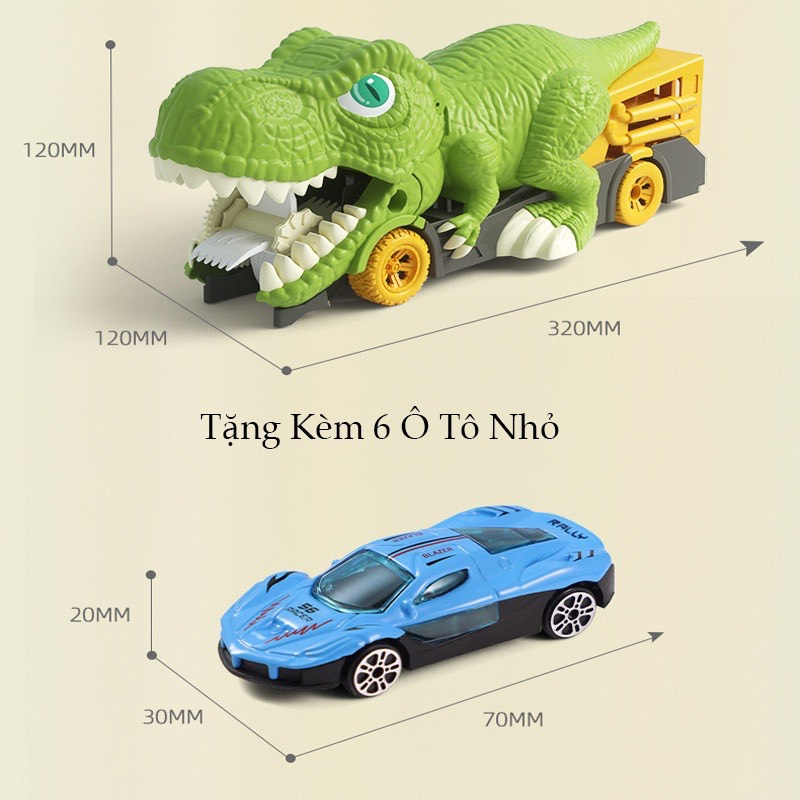 Đồ chơi xe khủng long nuốt xe ô tô tặng kèm 6 xe con - đồ chơi xe khủng long nuốt xe cho bé