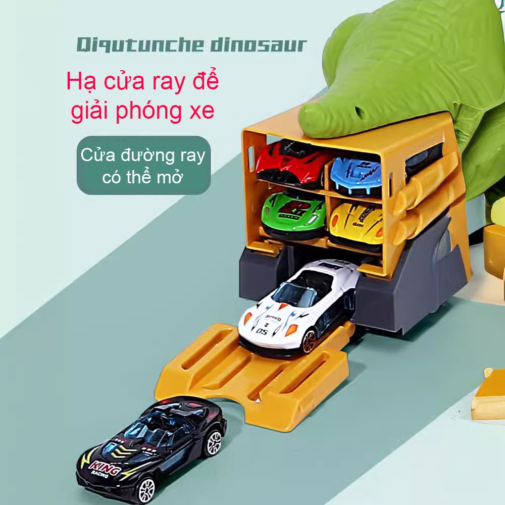 Đồ chơi xe khủng long nuốt xe ô tô tặng kèm 6 xe con - đồ chơi xe khủng long nuốt xe cho bé