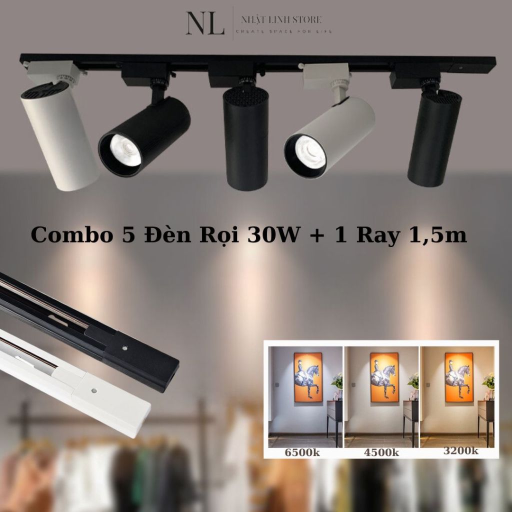 Combo 5 Đèn Rọi Ray Ống Bơ Dài 30w Và 1 Thanh Ray 1m5, Đèn Led Rọi Cob ...