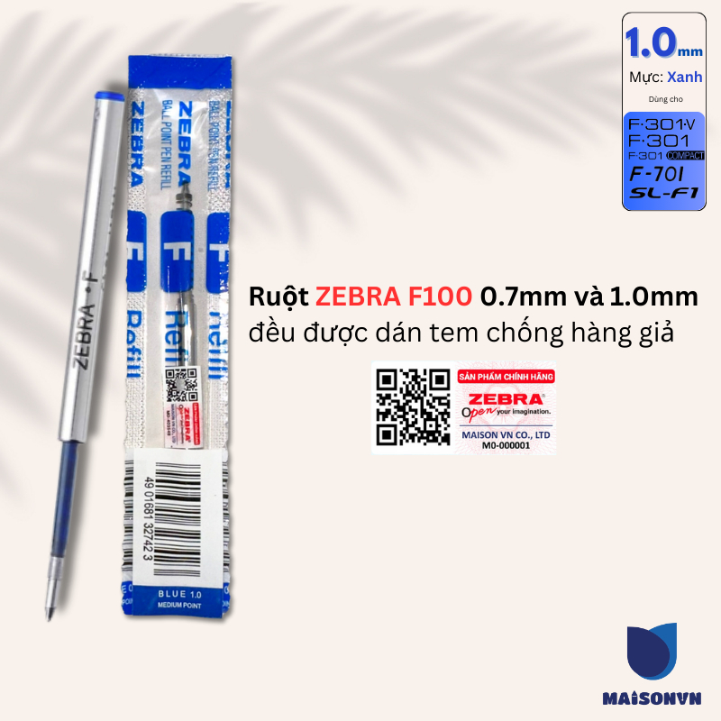 Ảnh Ruột viết F100 1.0mm cho F301 / F301V / F301 Compact / F701 / BA115 - Zebra Nhật Bản [Chính hãng] 2