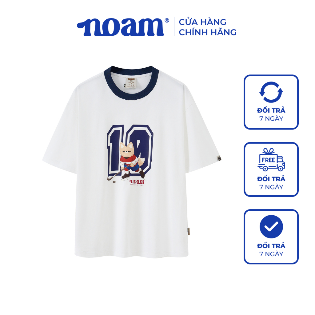 Ảnh Áo thun Form rộng NOAM Ice Hockey Player Unisex 100% Cotton - Màu trắng 1