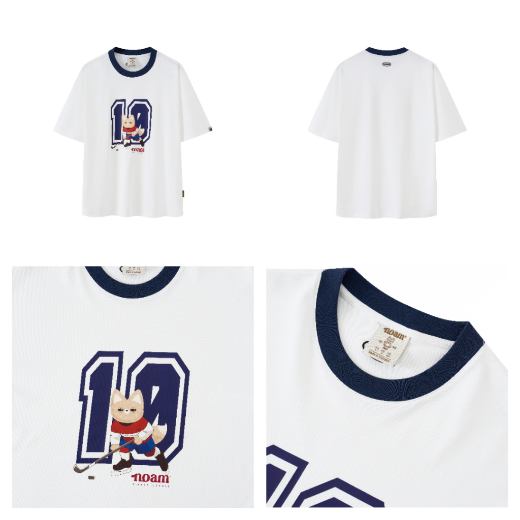 Ảnh Áo thun Form rộng NOAM Ice Hockey Player Unisex 100% Cotton - Màu trắng 2