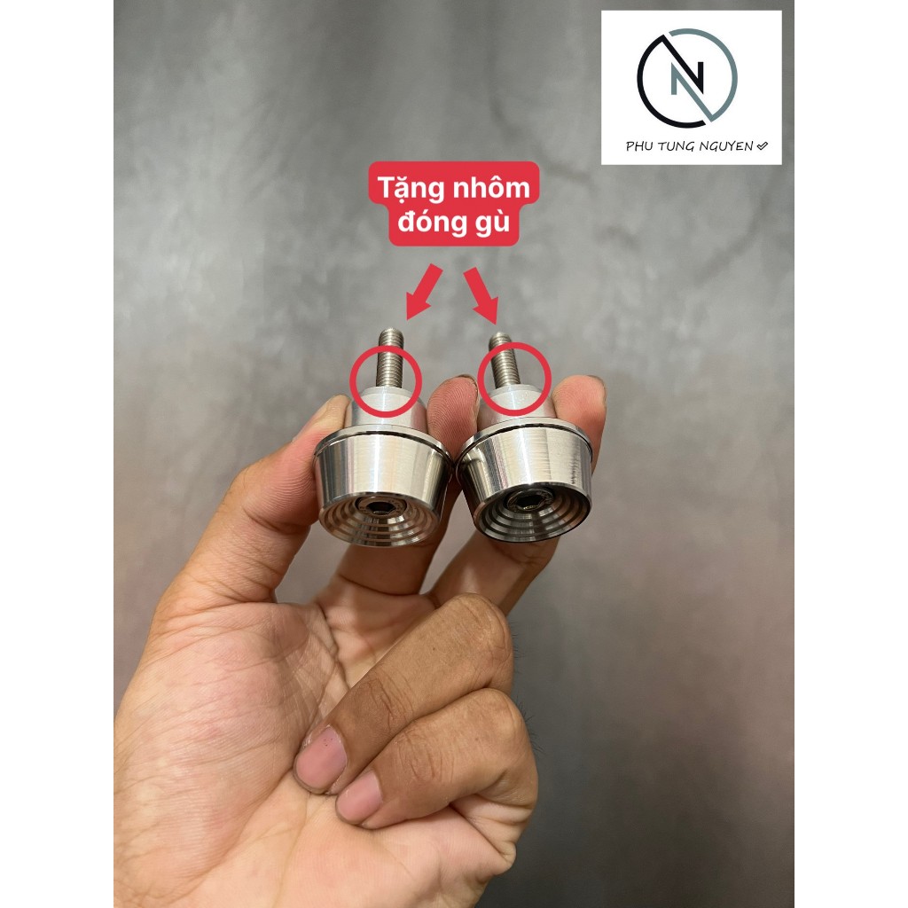 Gù tay lái inox 304 tặng kèm nhôm đóng gù mẩu thái V3 gắn nhiều dòng xe ...