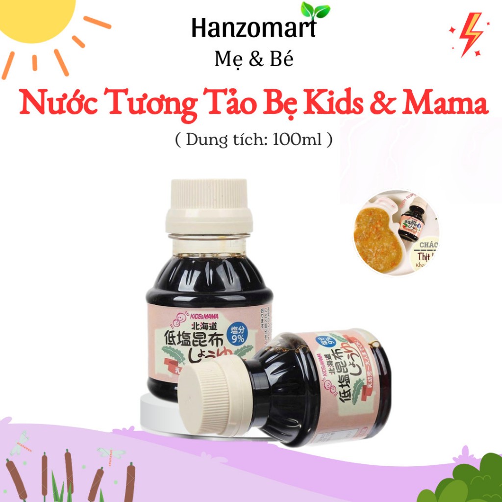 Nước tương tách muối cho bé ăn dặm tảo bẹ Kids & Mama Nhật Bản 100ml - hanzomart