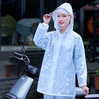 Bộ quần áo mưa CÓ KHÓA KÉO, trắng vân Hoa tuyết