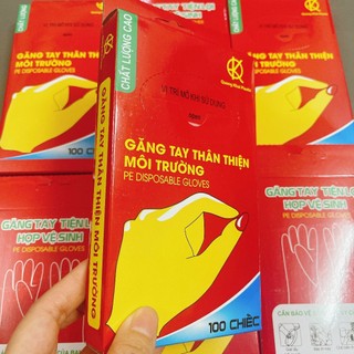 Hộp 100 chiếc găng tay nilon dùng 1 lần an toàn, thân thiện với môi trường {H}