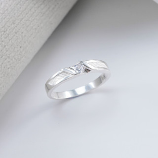 Nhẫn bạc nam nữ LAMY Gemstone-Studded Couple Ring Silver 8239