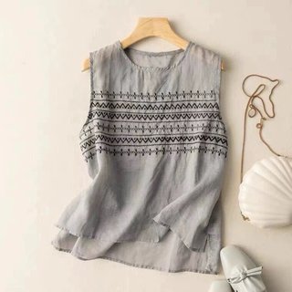 Áo sát nách nữ dáng suông chất vải đũi tơ mềm nhẹ SP21