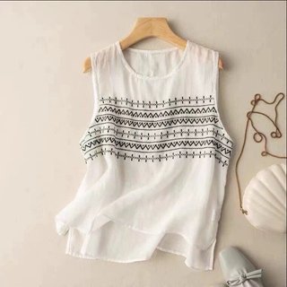 Áo sát nách nữ dáng suông chất vải đũi tơ mềm nhẹ SP21