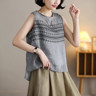 Áo sát nách nữ dáng suông chất vải đũi tơ mềm nhẹ SP21