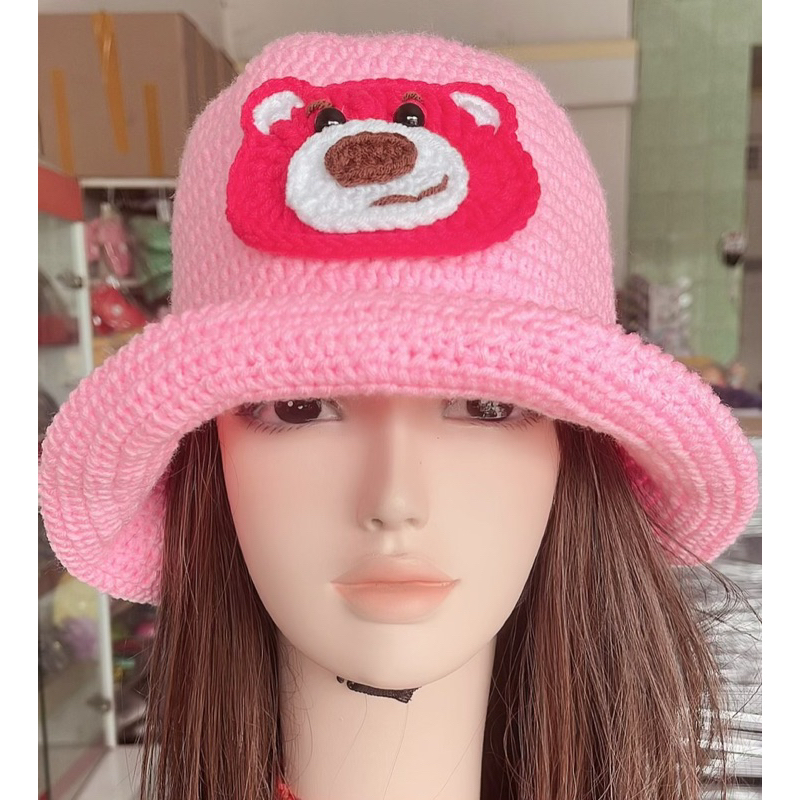 Nón len handmade gấu Dâu đủ size từ 3m đến người lớn | Shopee Việt Nam