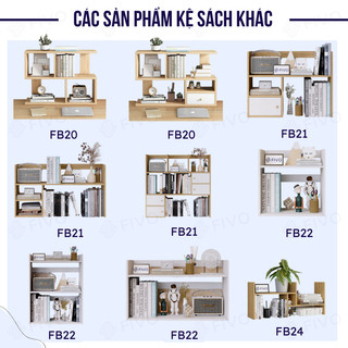 Kệ Gỗ Để Bàn FB21 FIVO Cao Cấp Màu Trắng Và Xám, Decor Bàn Học, Văn Phòng, Hộc Tủ Rộng Rãi, Đa Dạng Mẫu Mã, Màu Sắc