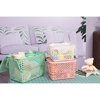 Giỏ nắp nhí - nhỏ - lớn - đại Plus DUY TÂN nhựa PP, giỏ nhựa đa năng có nắp gài, quai xách tiện lợi
