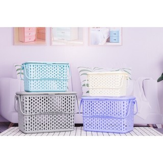 Giỏ nắp nhí - nhỏ - lớn - đại Plus DUY TÂN nhựa PP, giỏ nhựa đa năng có nắp gài, quai xách tiện lợi