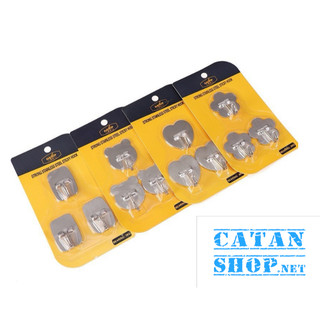 Vỉ móc kim loại inox dán tường chịu lực, Set 3 móc dán tường chất liệu cao cấp không gỉ set an toàn - GD809-Vi3DT