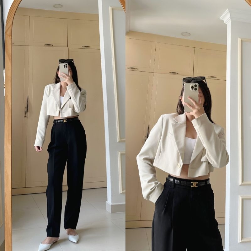 (Sale.BomoHouse) Set áo khoác blazer cropped, chân váy dài Primarkk* bigsize - dư xịn.