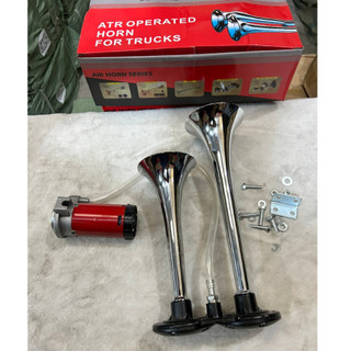 Còi sinh hơi 2 loa inox, còi sinh hơi điện 12v 24v.