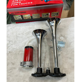 Còi sinh hơi 2 loa inox, còi sinh hơi điện 12v 24v.