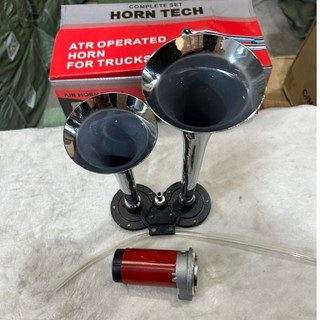 Còi sinh hơi 2 loa inox, còi sinh hơi điện 12v 24v.