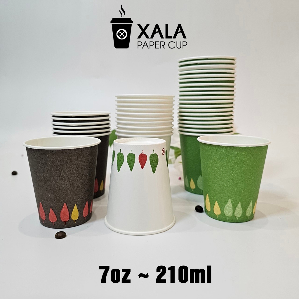 100 cốc giấy cafe 150ml - 210ml họa tiết in các màu dùng trong liên hoan tiệc tùng văn phòng
