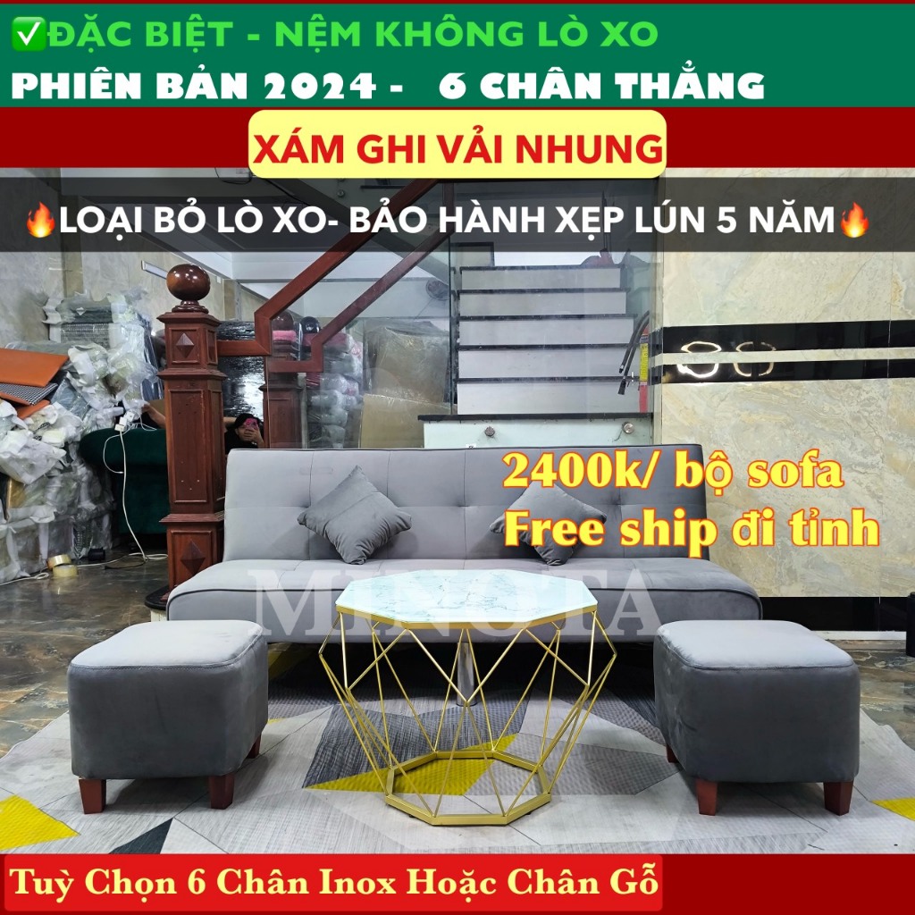 Trọn Bộ Sofa Giường Bed Phòng Khách Full 6 Món Minota Cao Cấp [ MÃ Xn