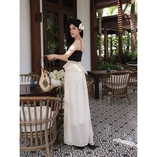 Đầm Nữ Dài Lace Layers String Top, Chất Vải Phi Tafta Phối Vải Tơ Ánh Kim, WDD059 SOME HOW STORE