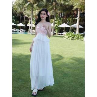 Đầm Nữ Dài Lace Layers String Top, Chất Vải Phi Tafta Phối Vải Tơ Ánh Kim, WDD059 SOME HOW STORE