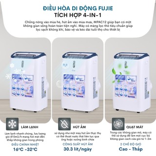 Máy lạnh di động nhập khẩu FUJIE làm lạnh 7000BTU - 14000BTU, kết nối wifi điều khiển từ xa qua app