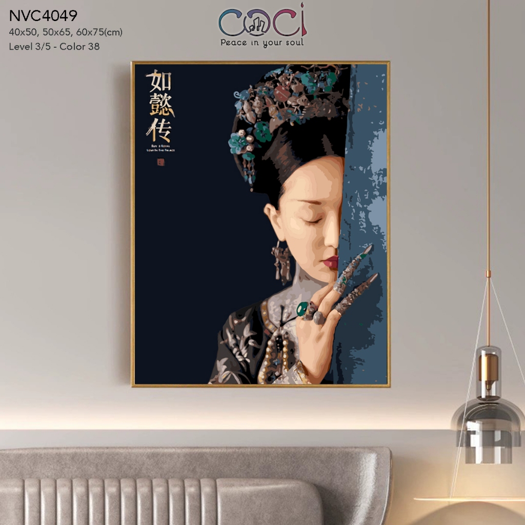 Tranh tô màu theo số cổ trang Châu Tấn Như Ý Truyện COCI tự tô theo số hóa có kèm khung mã NVC4049