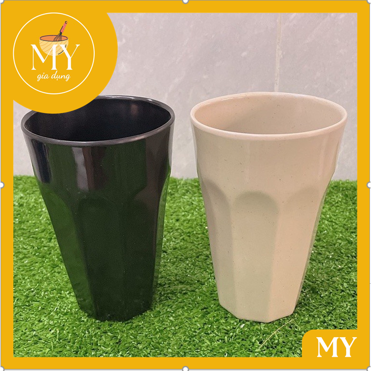 Ly nhựa dùng để uống nước dáng cao màu đen/nâu trắng dung tích 440ml- Ly nhựa Melamine dùng cho gia đình và hàng quán.