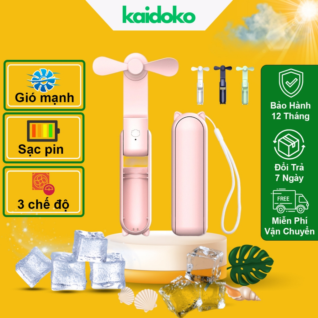 Quạt mini cầm tay tích hợp sạc sự phòng Kaidoko icaros SH09 dung lượng ...