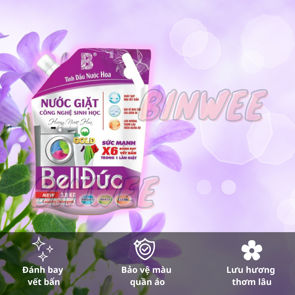 Nước giặt xả size lớn Bell Đức 3,8L công nghệ sinh học mang đến sự mềm mại và hương thơm dịu dàng cho quần áo của bạn