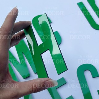 Chữ Alu Xanh Lá 10cm dày 3mm T1 In Hoa trang trí dán tường - biển quảng cáo