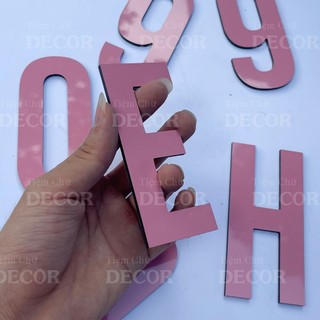 Chữ Alu Hồng 10cm dày 3mm T1 In Hoa trang trí dán tường - biển quảng cáo