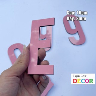 Chữ Alu Hồng 10cm dày 3mm T1 In Hoa trang trí dán tường - biển quảng cáo