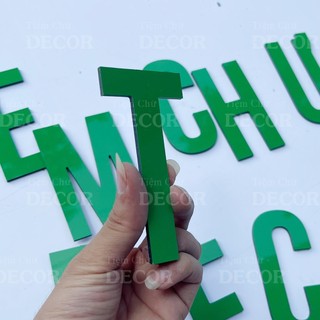 Chữ Alu Xanh Lá 10cm dày 3mm T1 In Hoa trang trí dán tường - biển quảng cáo